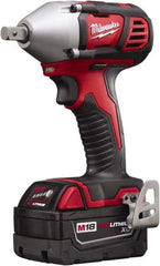 Milwaukee Tool - 1/2" Drive 18 Volt Pistol Grip Cordless Impact Wrench & Ratchet - 0 to 2,200 RPM, 0 to 3,350 BPM, 183 Ft/Lb Torque, 2 Lithium-Ion Batteries Included - Strong Tooling