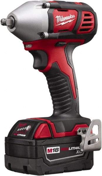 Milwaukee Tool - 3/8" Drive 18 Volt Pistol Grip Cordless Impact Wrench & Ratchet - 0 to 2,200 RPM, 0 to 3,200 BPM, 167 Ft/Lb Torque, 2 Lithium-Ion Batteries Included - Strong Tooling