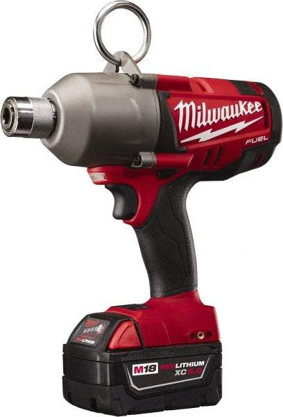 Milwaukee Tool - 7/16" Drive 18 Volt Pistol Grip Cordless Impact Wrench & Ratchet - 1,700 RPM, 0 to 2,300 BPM, 500 Ft/Lb Torque, 2 Lithium-Ion Batteries Included - Strong Tooling