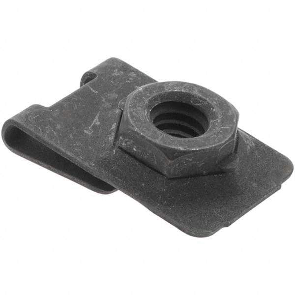 Value Collection - 1/4-20 Screw, 0.032 to 0.093" Thick, Spring Steel J Nut - 1/2" Center Edge, Black Phosphate Finish - Strong Tooling