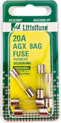 Value Collection - 32V AC/DC, 20 Amp, Fast-Acting Miniature Glass/Ceramic Fuse - 7/8" OAL, 1/4" Diam - Strong Tooling