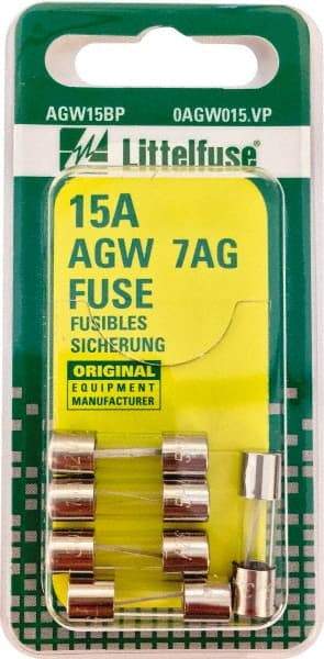 Value Collection - 32V AC/DC, 15 Amp, Fast-Acting Miniature Glass/Ceramic Fuse - 7/8" OAL, 1/4" Diam - Strong Tooling