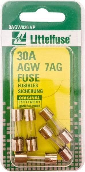 Value Collection - 32V AC/DC, 30 Amp, Fast-Acting Miniature Glass/Ceramic Fuse - 7/8" OAL, 1/4" Diam - Strong Tooling