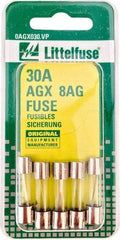 Value Collection - 32V AC/DC, 30 Amp, Fast-Acting Miniature Glass/Ceramic Fuse - 7/8" OAL, 1/4" Diam - Strong Tooling