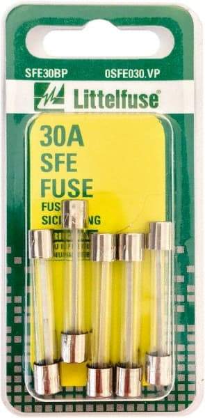 Value Collection - 32V AC/DC, 30 Amp, Fast-Acting Miniature Glass/Ceramic Fuse - 1-7/16" OAL, 1/4" Diam - Strong Tooling