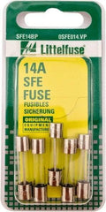 Value Collection - 32V AC/DC, 14 Amp, Fast-Acting Miniature Glass/Ceramic Fuse - 1-1/16" OAL, 1/4" Diam - Strong Tooling