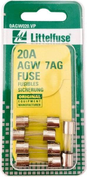 Value Collection - 32V AC/DC, 20 Amp, Fast-Acting Miniature Glass/Ceramic Fuse - 7/8" OAL, 1/4" Diam - Strong Tooling