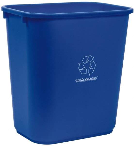 PRO-SOURCE - 28 Qt Blue Rectangle Recycling Container - Polyethylene, 15" High x 10-1/2" Long x 15" Wide - Strong Tooling