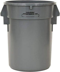 PRO-SOURCE - 32 Gal Round Trash Can - 31-3/4 Inch High, Gray, Polyethylene, Vented Rib Style, USDA Approved - Strong Tooling