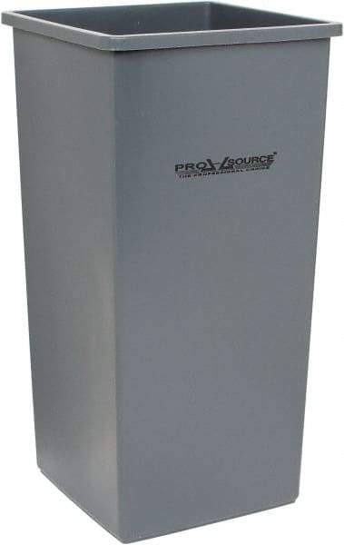 PRO-SOURCE - 32 Gal Gray Square Trash Can - Polyethylene, 31-3/4" High - Strong Tooling