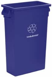 PRO-SOURCE - 23 Gal Blue Rectangle Recycling Container - Polyethylene, 15" High x 11" Long x 23" Wide - Strong Tooling