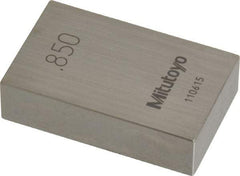 Mitutoyo - 0.85" Rectangular Steel Gage Block - Accuracy Grade 0, Includes Certificate of Inspection - Strong Tooling