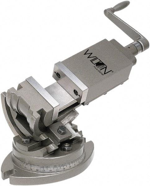 Wilton - 5" Jaw Width, 5" Jaw Opening Capacity, Angle Swivel Machine Vise - Manual Operation, 1 Station, 17-1/2" Long x 12" High x 1-3/4" Deep - Strong Tooling