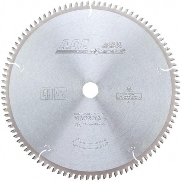 Amana Tool - 12" Diam, 1" Arbor Hole Diam, 96 Tooth Wet & Dry Cut Saw Blade - Carbide-Tipped, Clean Action, Standard Round Arbor - Strong Tooling