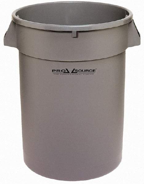 PRO-SOURCE - 32 Gal Gray Round Trash Can - Polyethylene, 27-3/4" High - Strong Tooling