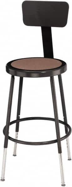 NPS - 14 Inch Wide x 14 Inch Deep x 19 to 26-1/2 Inch High, Steel Base, Adjustable Height Stool - Hardboard Seat, Black - Strong Tooling