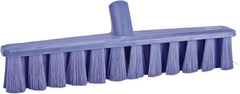 Vikan - 15.25" Fine Particle Polyester Push Broom - 1-7/8" Bristle Length, Plastic Block, European Threaded Handle Connection, Handle Sold Separately - Strong Tooling