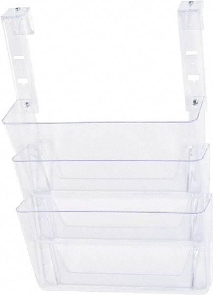 Deflect-o - 13" Wide x 4" Deep x 20" High, 3 Compartments, Plastic Hanging File Folder Racks-Plastic - Clear, 12-3/4" Compartment Width x 3-3/4" Compartment Depth x 6-3/4" Compartment Height - Strong Tooling