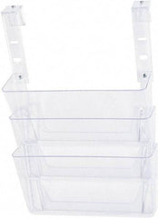 Deflect-o - 13" Wide x 4" Deep x 20" High, 3 Compartments, Plastic Hanging File Folder Racks-Plastic - Clear, 12-3/4" Compartment Width x 3-3/4" Compartment Depth x 6-3/4" Compartment Height - Strong Tooling