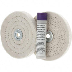 Value Collection - 6" Diam Cushion Sewn, Spiral Sewn Buffing Wheel Set - 1/2 & 7/8" Arbor Hole - Strong Tooling