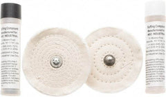 Value Collection - 4" Diam Cushion Sewn, Spiral Sewn Buffing Wheel Set - 1/2" Arbor Hole - Strong Tooling