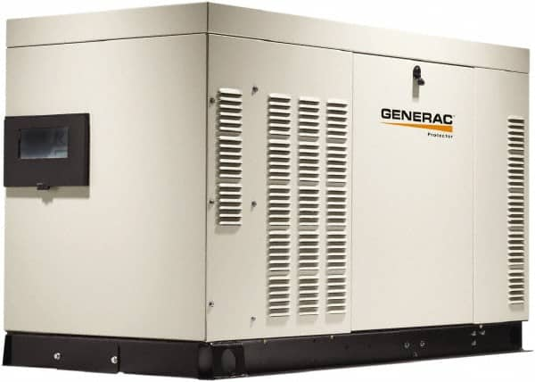 Generac Power - 1 Phase LP & NG Liquid Cooled Standby Power Generator without Transfer Switch - 120/240 V, 45 kW, OHVI, Bisque Aluminum Enclosure, Use 309.5 (LP) & 836 (NG) to Fuel - Strong Tooling