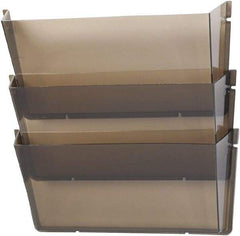 Deflect-o - 14-1/2" Wide x 6-1/2" High x 3" Deep Plastic Wall File - 3 Compartments, Smoke - Strong Tooling