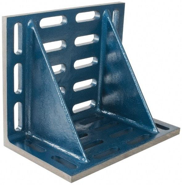 Interstate - 20" Wide x 12" Deep x 16" High Cast Iron Machined Angle Plate - Slotted Plate, Through-Slots on Surface, Double Web, Single Plate - Strong Tooling