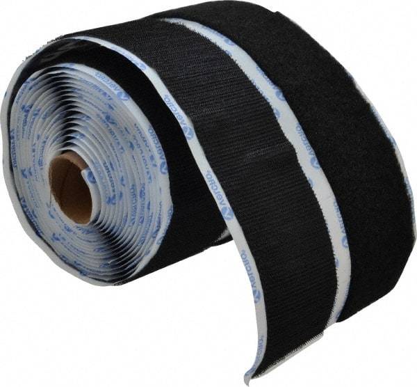 VELCRO Brand - 2" Wide x 5 Yd Long Adhesive Backed Hook & Loop Roll - Continuous Roll, Black - Strong Tooling