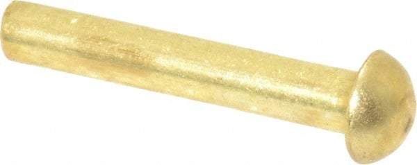 Made in USA - 1/8" Body Diam, Round Brass Solid Rivet - 3/4" Length Under Head - Strong Tooling