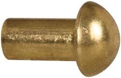 Made in USA - 3/16" Body Diam, Round Brass Solid Rivet - 3/8" Length Under Head - Strong Tooling