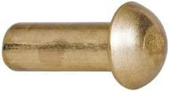 Made in USA - 3/16" Body Diam, Round Brass Solid Rivet - 1/2" Length Under Head - Strong Tooling