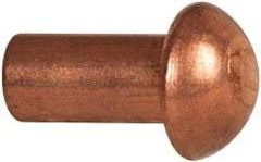 Made in USA - 3/16" Body Diam, Round Copper Solid Rivet - 3/8" Length Under Head - Strong Tooling