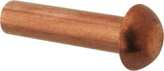 Made in USA - 3/16" Body Diam, Round Copper Solid Rivet - 3/4" Length Under Head - Strong Tooling