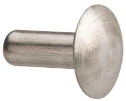 Made in USA - 3/16" Body Diam, Brazier Aluminum Solid Rivet - 1/2" Length Under Head, Grade 1100F, 0.467" Head Diam x 3/32" Head Height - Strong Tooling