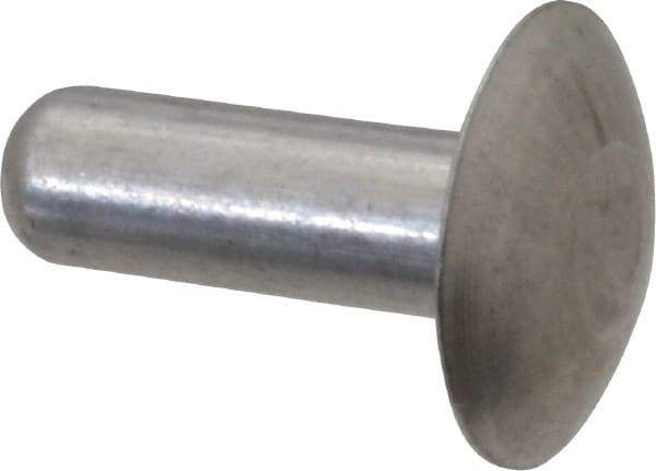 Made in USA - 1/4" Body Diam, Brazier Aluminum Solid Rivet - 3/4" Length Under Head, Grade 1100F, 5/8" Head Diam x 1/8" Head Height - Strong Tooling