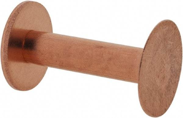 Made in USA - #8 Wire Body Diam, Flat Copper Belt Rivet with Washer - 7/8" Length Under Head, 1/2" Head Diam - Strong Tooling