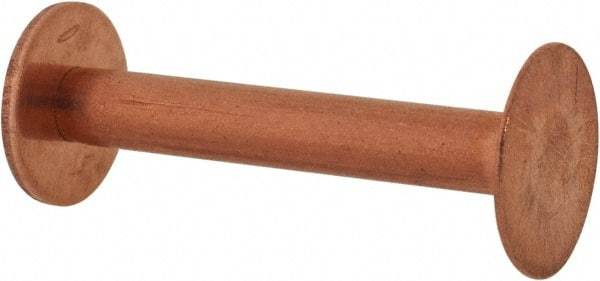 Made in USA - #8 Wire Body Diam, Flat Copper Belt Rivet with Washer - 1-1/4" Length Under Head, 1/2" Head Diam - Strong Tooling