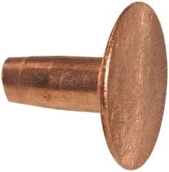 Made in USA - #10 Wire Body Diam, Flat Copper Belt Rivet with Washer - 3/8" Length Under Head, 7/16" Head Diam - Strong Tooling