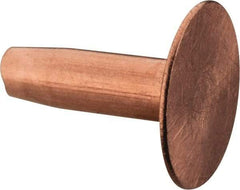 Made in USA - #10 Wire Body Diam, Flat Copper Belt Rivet with Washer - 1/2" Length Under Head, 7/16" Head Diam - Strong Tooling