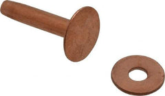 Made in USA - #10 Wire Body Diam, Flat Copper Belt Rivet with Washer - 3/4" Length Under Head, 7/16" Head Diam - Strong Tooling