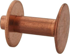 Made in USA - #12 Wire Body Diam, Flat Copper Belt Rivet with Washer - 1/2" Length Under Head, 3/8" Head Diam - Strong Tooling