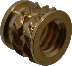 E-Z LOK - #2-56, 0.118" Small to 0.123" Large End Hole Diam, Brass Single Vane Tapered Hole Threaded Insert - 0.136" Insert, 0.122" Pilot Diam, 0.115" OAL, 0.08" Min Wall Thickness - Strong Tooling