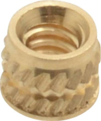 E-Z LOK - #4-40, 0.153" Small to 0.159" Large End Hole Diam, Brass Single Vane Tapered Hole Threaded Insert - 0.172" Insert, 0.157" Pilot Diam, 0.135" OAL, 0.093" Min Wall Thickness - Strong Tooling