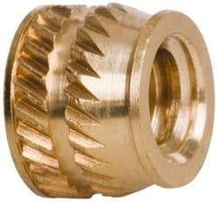 E-Z LOK - #10-24, 0.267" Small to 0.277" Large End Hole Diam, Brass Single Vane Tapered Hole Threaded Insert - 0.296" Insert, 0.272" Pilot Diam, 0.225" OAL, 0.159" Min Wall Thickness - Strong Tooling