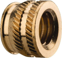 E-Z LOK - 5/16-18, 0.431" Small to 0.448" Large End Hole Diam, Brass Single Vane Tapered Hole Threaded Insert - 15/32" Insert, 0.439" Pilot Diam, 0.335" OAL, 0.245" Min Wall Thickness - Strong Tooling