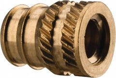 E-Z LOK - #10-24, 0.246" Small to 0.277" Large End Hole Diam, Brass Double Vane Tapered Hole Threaded Insert - 19/64" Insert, 1/4" Pilot Diam, 3/8" OAL, 0.159" Min Wall Thickness - Strong Tooling