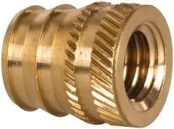 E-Z LOK - 3/8-16, 0.488" Small to 0.54" Large End Hole Diam, Brass Double Vane Tapered Hole Threaded Insert - 9/16" Insert, 0.493" Pilot Diam, 5/8" OAL, 0.293" Min Wall Thickness - Strong Tooling