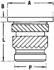 E-Z LOK - #2 56 UNC, 0.141" Diam, Brass Headed Heat Installed Threaded Insert - 1/8" Hole, 0.141" OAL x 0.018" High, 3/16" Head Diam - Strong Tooling