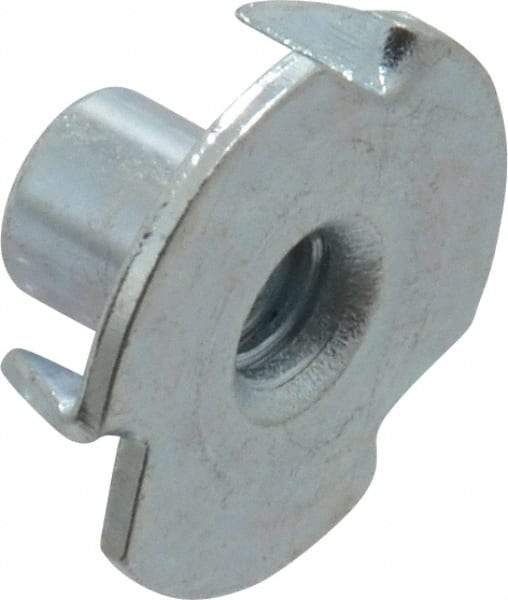 Value Collection - #8-32 Zinc-Plated Steel Standard Tee Nut - 1/4" Barrel Length, 5/8" Flange Diam, 3 Prongs - Strong Tooling